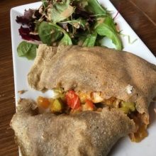 Gluten-free crepe cut in half from Blue Daisy